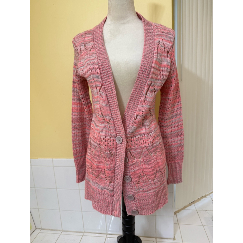 Women's takeout Cardigan Size L Pink Gray
